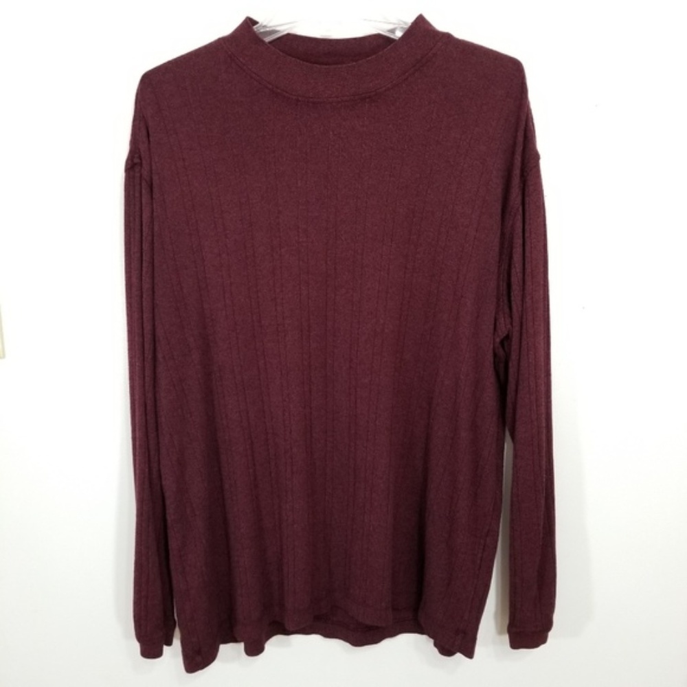 J. Ferrar Maroon Cotton Blend Pullover Sweatshirt